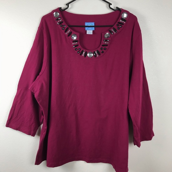 Lara Lane Tops - 3/$20 Lara Lane Jeweled Neck Top
